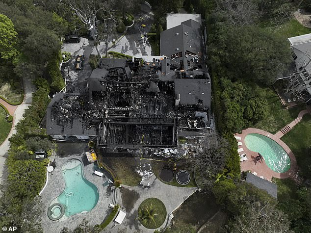 An aerial view of Delevingne's Studio City home on March 15 showed how it had been destroyed by the fire