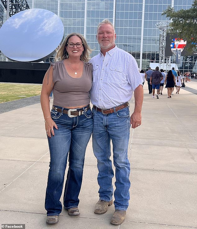 Tabatha was taken to a nearby hospital where she is in stable condition. Her husband Cary Sullivan (right) remains by her side