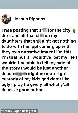 Pippens posted a message about the incident on his social media