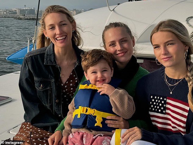 The former couple's three daughters, Luca, Lola and Fiona, posed with their younger brother Jack, 21 months old, their father's son from his engagement to Lily Anne Harrison.