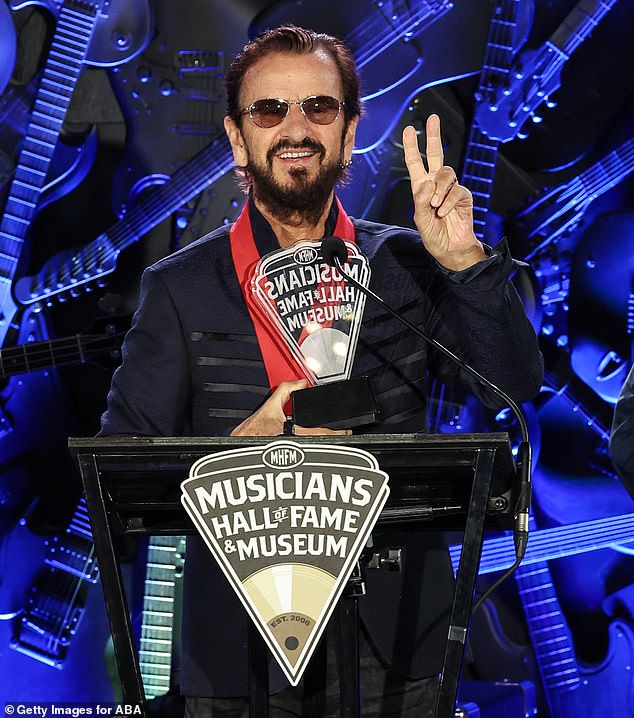 This comes after Ringo was honored with a Legacy Award at the Musicians Hall of Fame ceremony in Nashville in September (pictured)