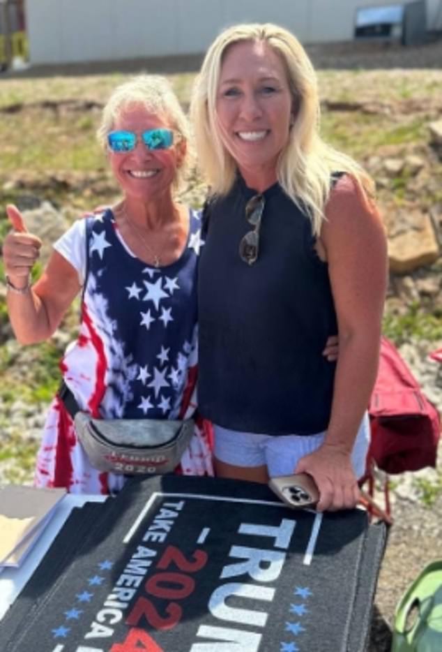 Greene pictured here with a supporter at Lake Allatoona on Sunday