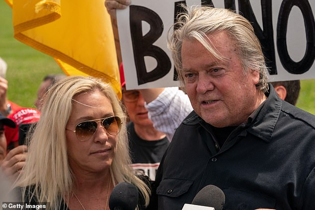 Earlier this month, Greene appeared in Connecticut to support Steve Bannon as he began his four-month prison sentence for ignoring a subpoena