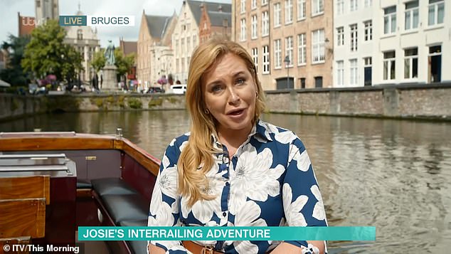 On Monday's episode of This Morning, the 39-year-old greeted guest presenter Ben, 49, from a canal boat in Bruges during her inter-railing adventure across Europe