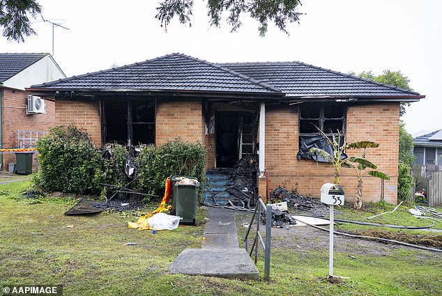 The housing commission building in Lalor Park was quickly engulfed in flames in the early hours of Sunday morning