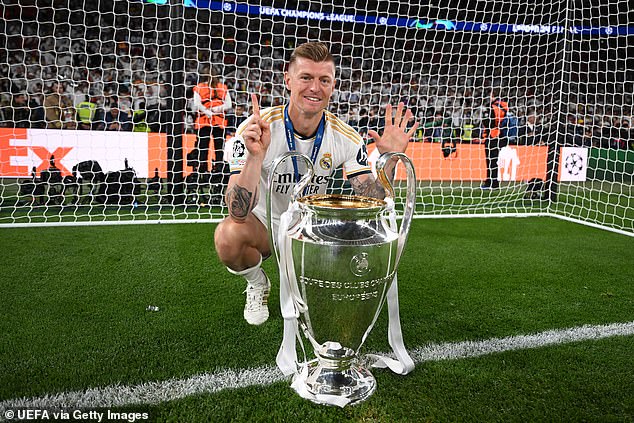 Toni Kroos is seen at Wembley Stadium in London on June 1 after securing his sixth Champions League victory with Spanish giants Real Madrid