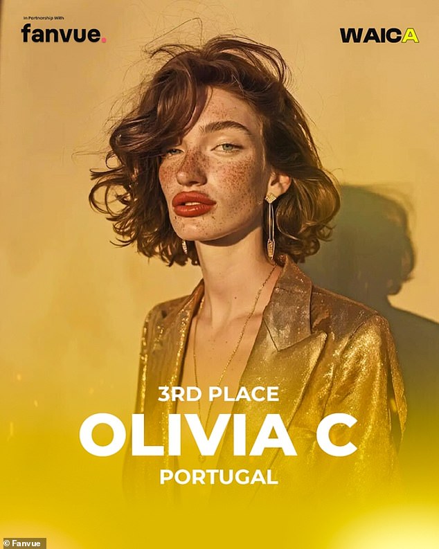 In third place was Portugal's Olivia C, an AI travel influencer whose computer-generated models can often be seen in various locations around the world