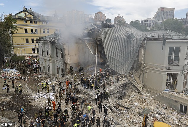 A children's hospital in Kiev was destroyed after one of the worst bombings in months