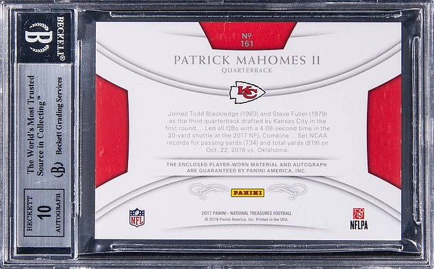 'Mahomes' #161 RPA is, quite simply, the most iconic NFL rookie card ever produced by Panini,' reads the description from Goldin.co