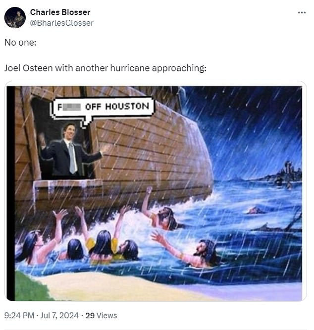 1720473811 503 Texas televangelist Joel Osteen is roasted as Hurricane Beryl slams