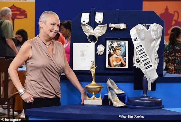 Jordan's outfit consisted of her 1976 Playboy of the Year costume and her first runner-up trophy from the International Bunny of the Year Pageant