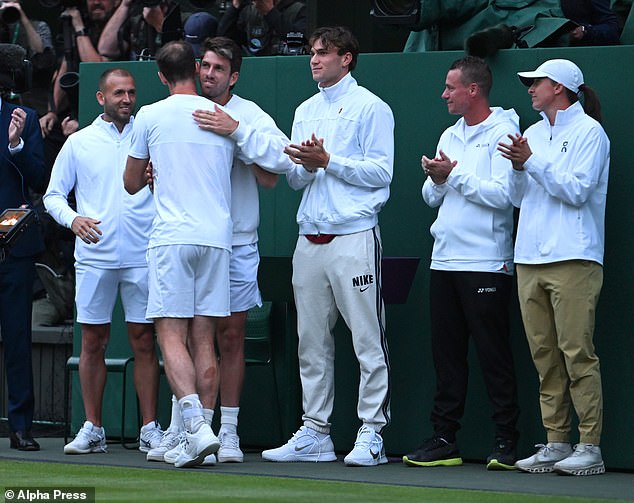 Murray was given an emotional farewell after losing the men's doubles to his brother Jamie, and Evans (left) was in attendance, but it was a shame to see him miss the mixed doubles