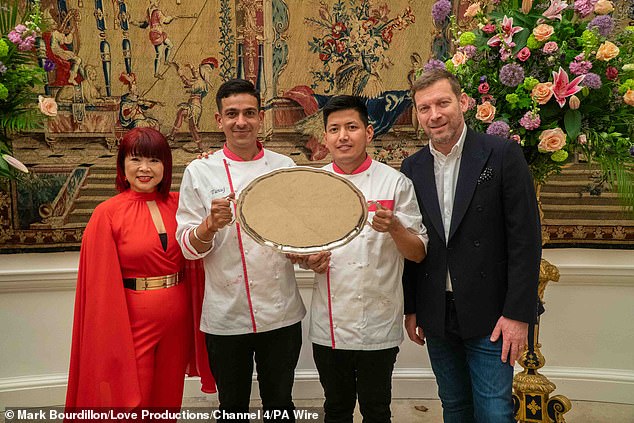 The duo were emotional as their names were announced by judges Cherish Finden (left) and Benoit Blin (right) after five intense weeks of challenges