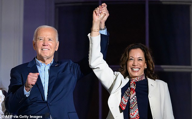 President Biden and Vice President Kamala Harris at the White House on July 4, 2024