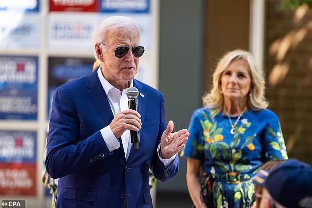 President Biden speaks to union members at a campaign rally in Harrisburg, PA on Sunday