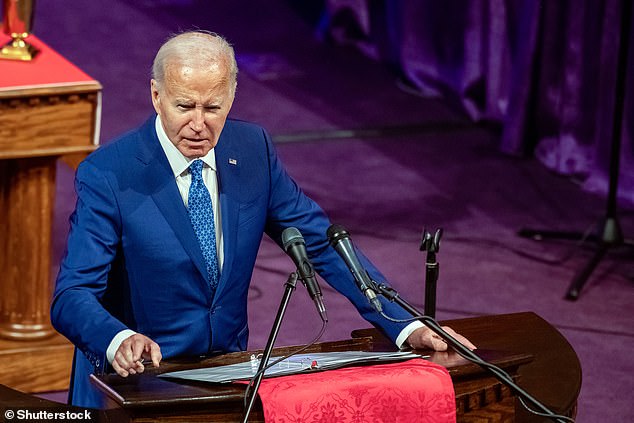 President Biden delivers a speech on Sunday at the Mount Airy Church of God in Philadelphia