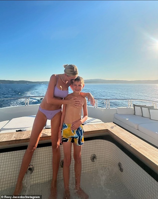 The 44-year-old PR mogul shared a series of photos on Instagram on Monday of herself enjoying the summer sun on a luxury yacht with her children