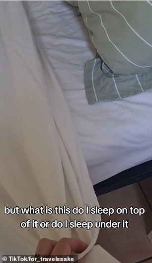 The woman didn't know how to sleep with the sheet