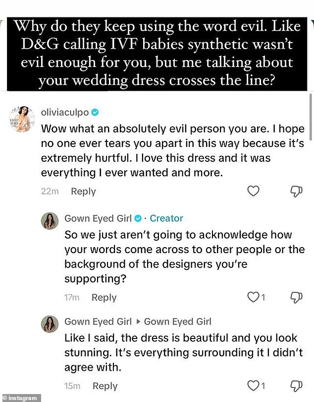 Olivia called influencer Kennedy Bingham an 'evil' person, but she quickly responded and reiterated her argument