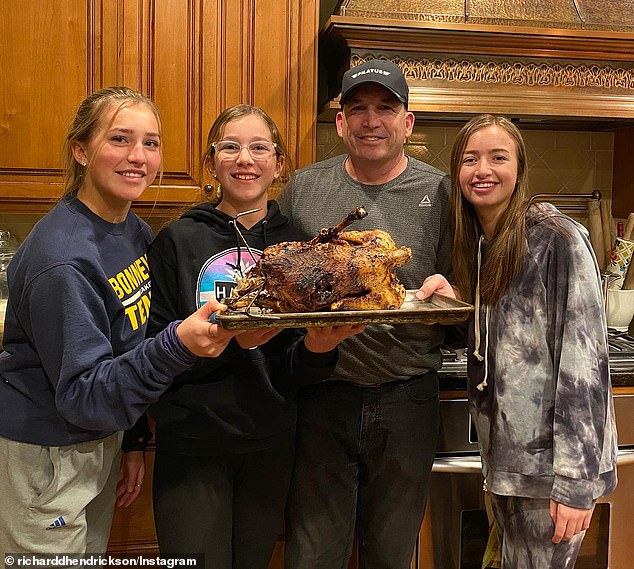 Father, Richard Hendrickson, is pictured with his three daughters, Lyssa, left, Sally, second from left, and Mollie, far right