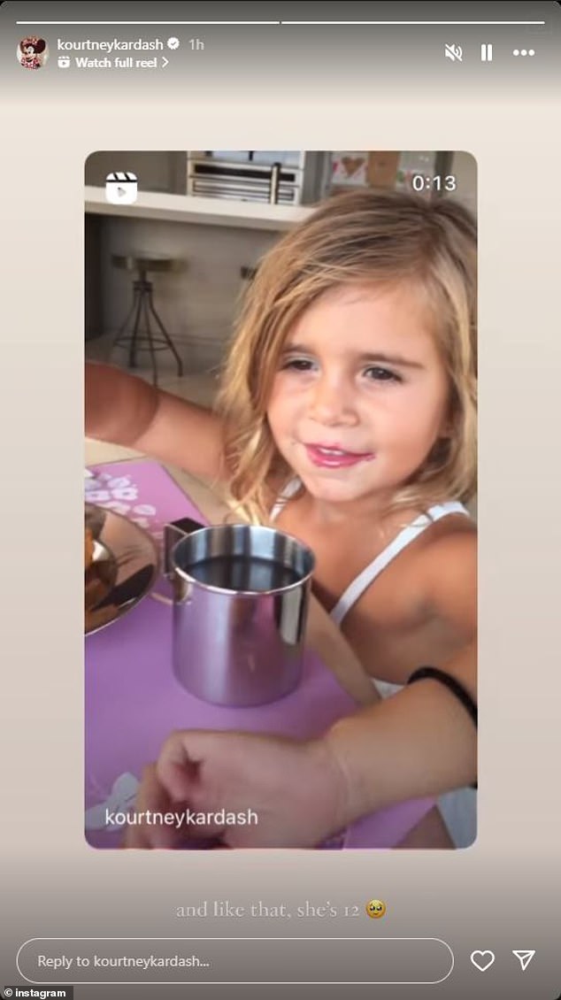 The POOSH founder addressed Penelope's 12th birthday in an Insta Story shared on Monday. She shared a throwback photo of P — her nickname — with the caption, 