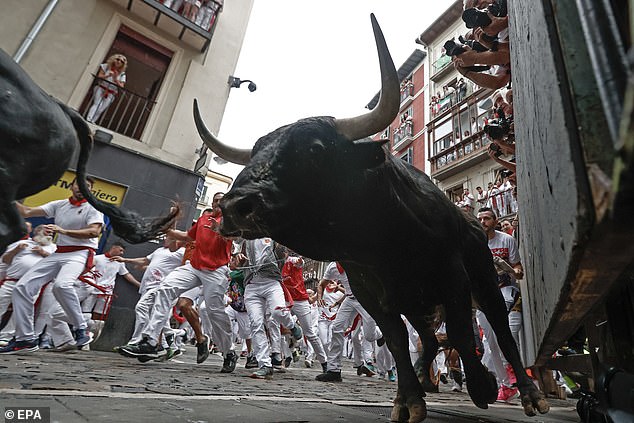 Two men were injured during Tuesday's run, but their injuries were not life-threatening, according to the University Hospital of Navarra