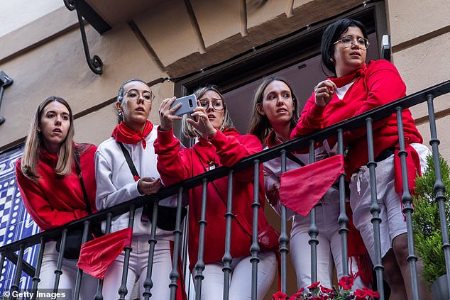 Five women attended the running of the bulls at the San Fermin festival in Pamplona, ​​Spain yesterday