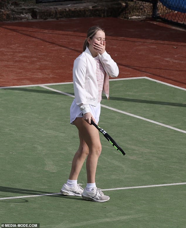 The media personality took on her daughter and the pair played a friendly game of tennis