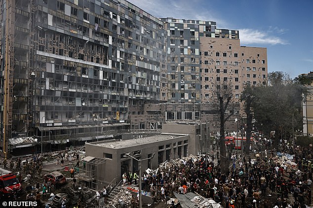 Dramatic images show the scale of the devastation after Russia's horrific attack on a hospital in Kiev this morning