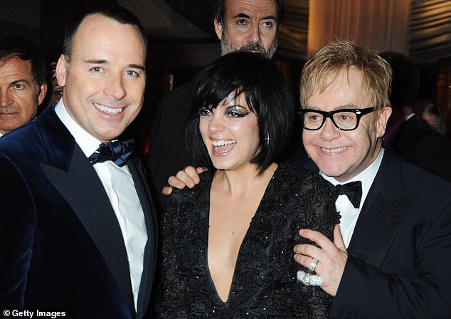 In her Miss Me? podcast, Allen revealed that she was sent to Elton's house in an attempt to curb her excessive drinking when the female A-list star asked her for a favour to raise money for charity (pictured with Elton and David Furnish in 2009)