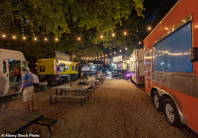 Rainey Street (above) is a vibrant neighborhood in Austin known for its nightlife and its selection of bars, food trucks, and restaurants. Lady Bird Lake is about 1.8 miles, or a 35-minute walk, from the street. There are no cameras around the lake