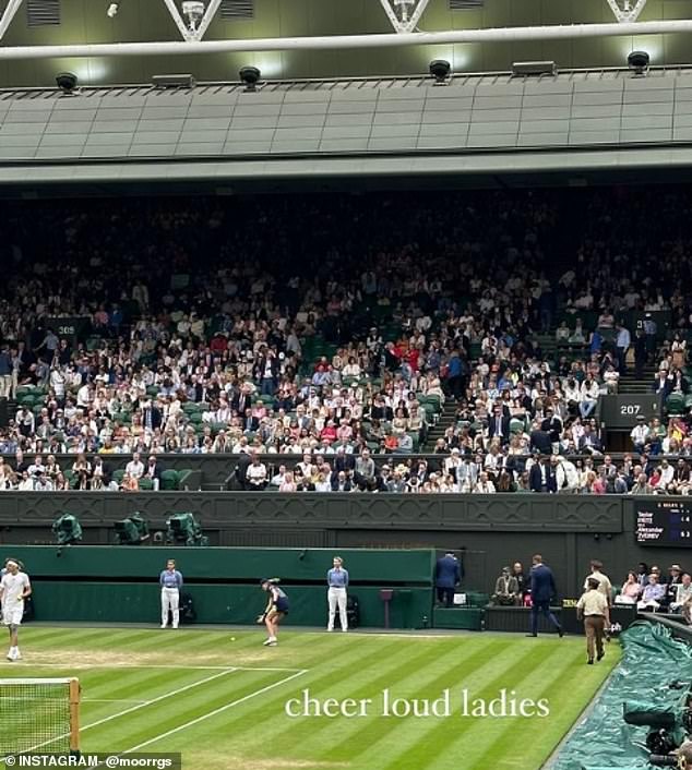 Riddle posted a story saying 'cheer loudly ladies' during the five-set match on Centre Court