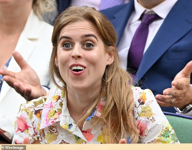 Elsewhere, the eldest daughter of the Duke and Duchess of York put on a lively display as she reacted to the tennis match