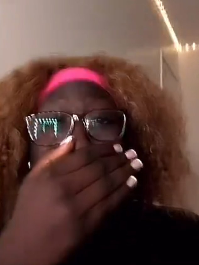 Tac covered her mouth in shame after her blunder was captured on TikTok