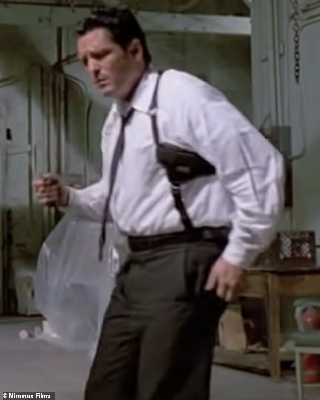 In the iconic scene, a gangster played by Michael Madsen dances around crazily while torturing a police officer and cutting off his ear