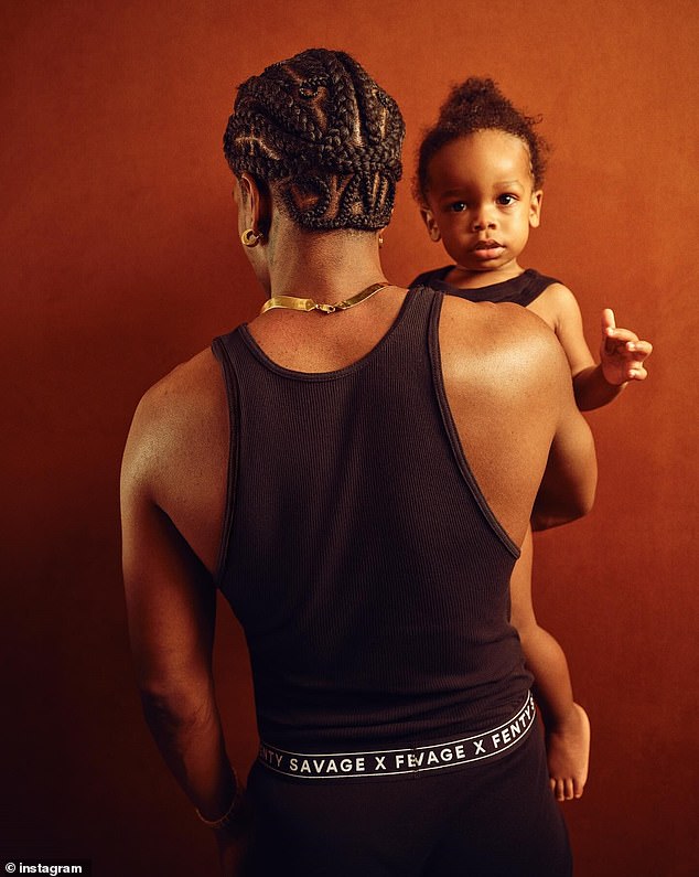 RZA, two, made his second modeling appearance with his father, 34, showing off Savage X Fenty underwear