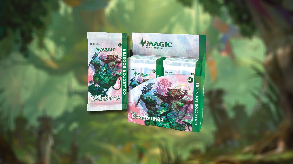 A stock photo of a Collector's Booster Box for the Bloomburrow expansion for Magic: The Gathering