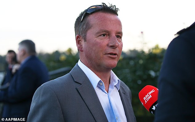 Mr Ellerton (pictured at Flemington Racecourse in Melbourne in 2018) underwent a thrombectomy to remove a blood clot that had formed on his brain