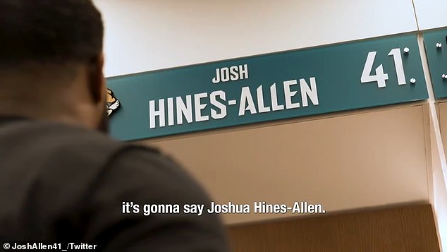 Part of the video shows him proudly looking at a new nameplate in the Jaguars locker room