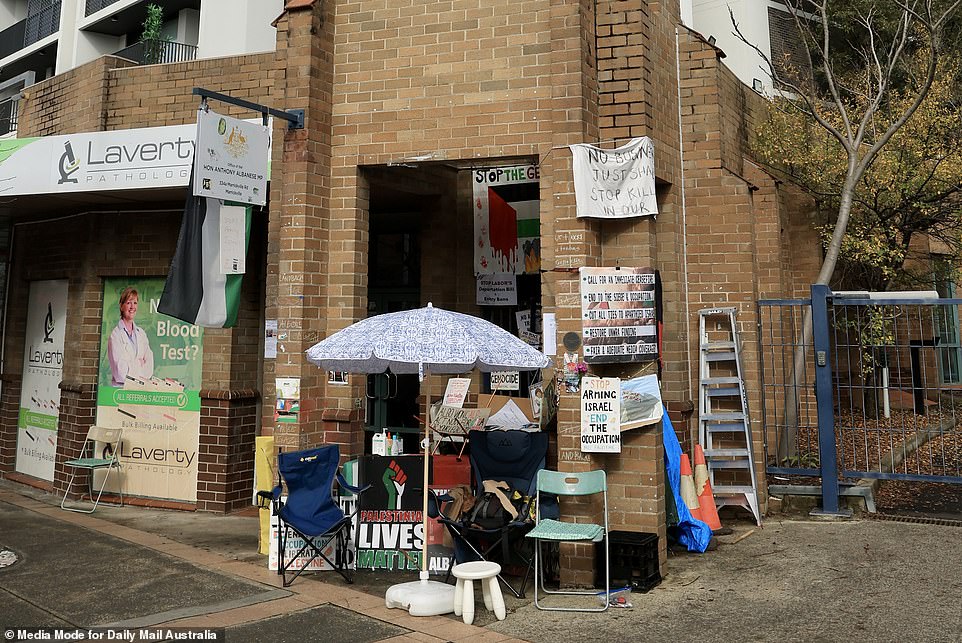 Premier Anthony Albanese's electoral office in Marrickville, in Sydney's west, has been handed over to a pro-Palestinian activist camp