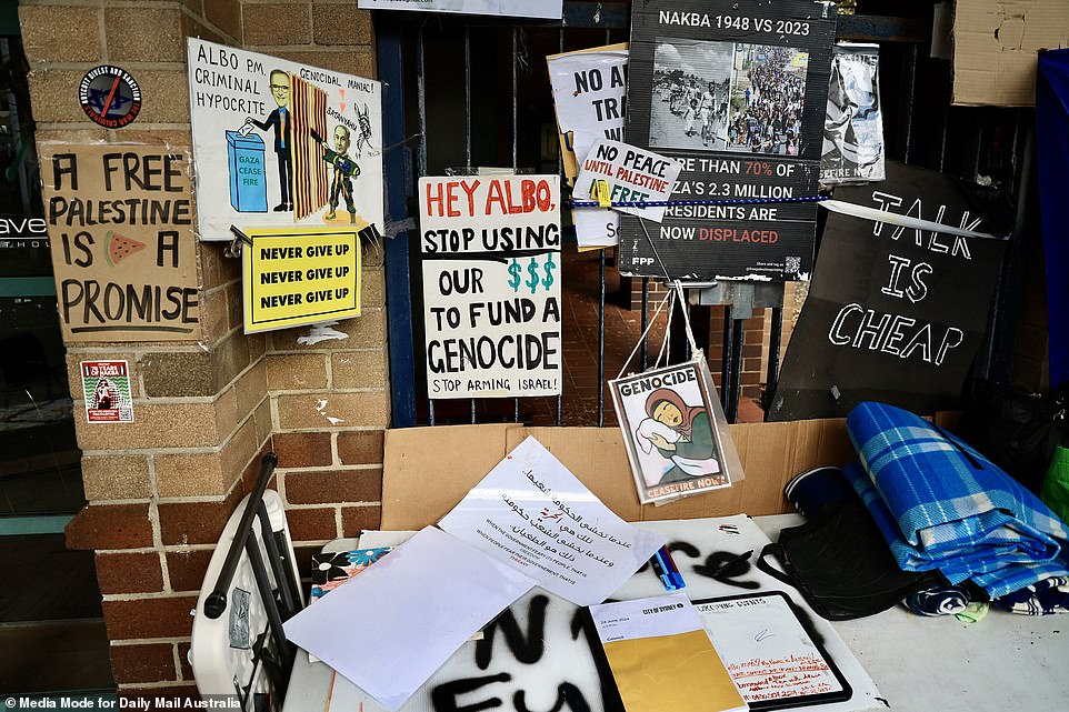 Some signage at the front of the building