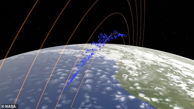 The ionosphere becomes electrically charged during the day when sunlight hits our planet and its energy knocks electrons off atoms and molecules. This creates a 'soup' of charged particles known as plasma, which allows radio signals to travel over great distances (pictured here)