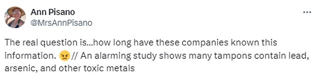 Women have expressed shock and concern on social media over research that found tampons contain toxic metals, but researchers have refused to reveal which 14 brands they tested.