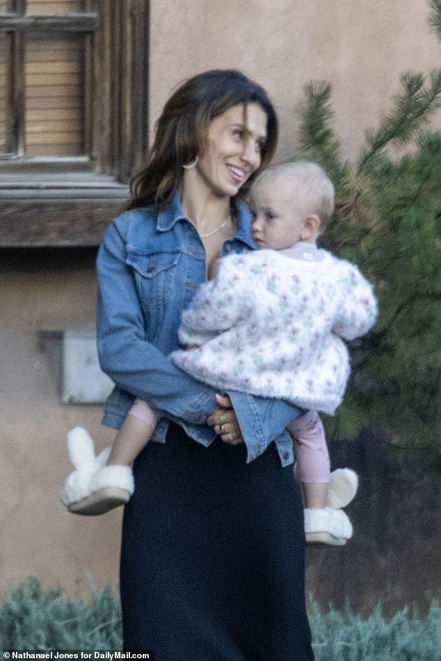 Hilaria Baldwin had a big smile on her face as she held her baby in adorable bunny slippers