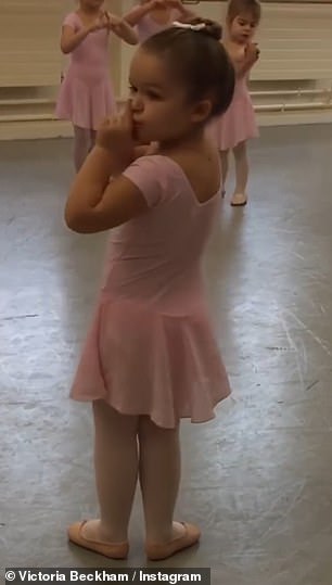 The selection of images showed her as a young child, participating in dance classes as part of the post