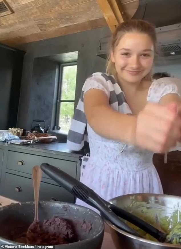 She made some Mexican food in the kitchen with David in another clip