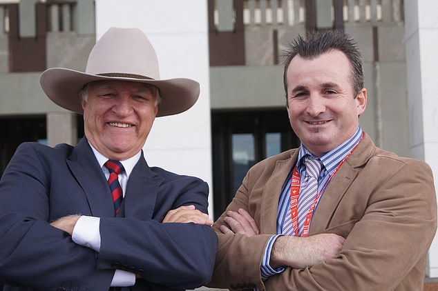 Mr Bettles' tenure as president of the National Rural Press Club in Canberra was praised by independent MP Bob Katter, who said he was known for his integrity and his ability to build and maintain relationships (the two are pictured together)