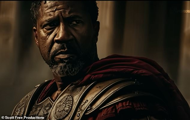 Denzel Washington plays Macrinus, a power broker who runs a stable of gladiators and sees the feisty Lucius as a promising investment (pictured)