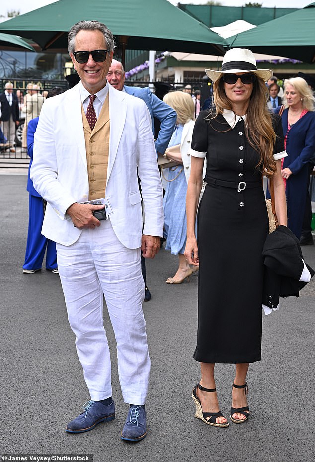 Richard E Grant and Jemima Khan appeared in high spirits upon arrival