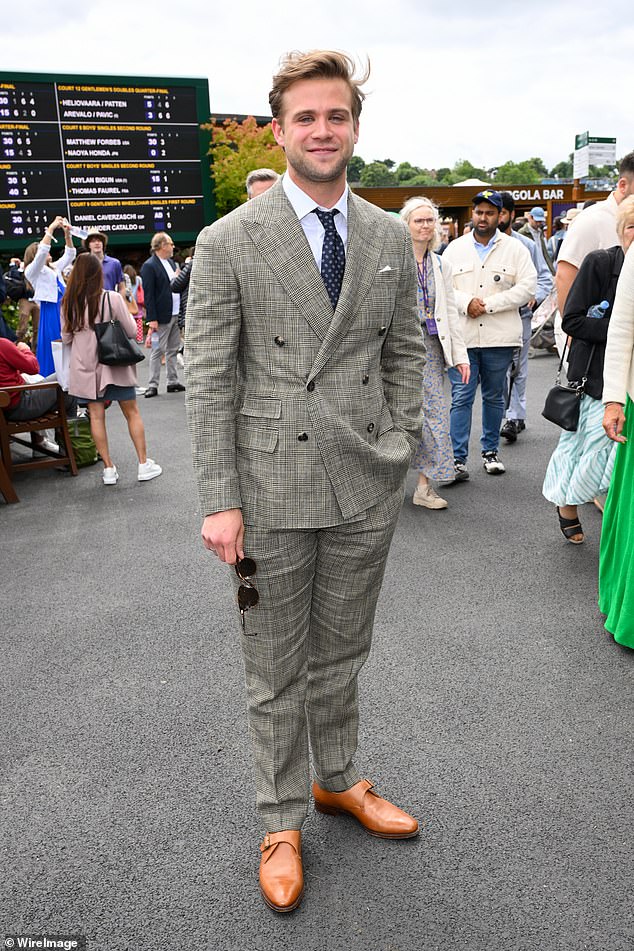 Leo Woodall dressed to impress in a brown tweed Ralph Lauren suit